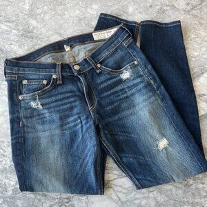 Rag & Bone Distressed Skinny Capri Jeans in Dark Shredded Size 27